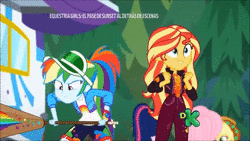 Size: 854x480 | Tagged: safe, screencap, applejack, fluttershy, rainbow dash, sci-twi, sunset shimmer, twilight sparkle, equestria girls, equestria girls specials, g4, my little pony equestria girls: better together, my little pony equestria girls: sunset's backstage pass, accidental spanking, algolagnia, animated, female, geode of empathy, geode of super speed, magical geodes, out of context, sound, spanking, thank you, webm, you know for kids