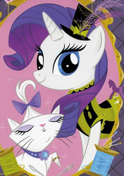 Size: 475x675 | Tagged: safe, idw, opalescence, rarity, cat, pony, unicorn, g4, spoiler:comic