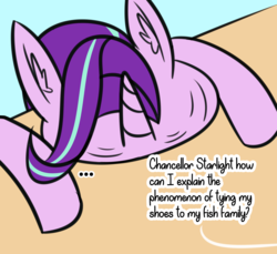 Size: 1890x1731 | Tagged: safe, artist:artiks, starlight glimmer, pony, g4, atg 2019, dialogue, facedesk, female, food, implied silverstream, newbie artist training grounds, pancakes, solo