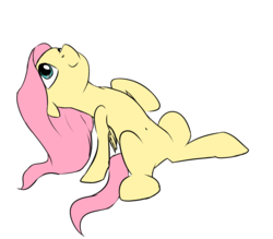 Size: 1117x980 | Tagged: safe, artist:shaliwolf, fluttershy, pony, g4, female, leaning back, simple background, solo, stretching, transparent background