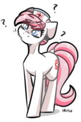 Size: 1251x1896 | Tagged: safe, artist:lrusu, nurse redheart, earth pony, pony, g4, confused, female, head tilt, mare, question mark, simple background, solo, white background