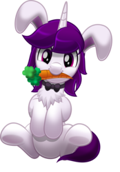 Size: 4662x6694 | Tagged: safe, alternate version, artist:jhayarr23, oc, oc only, oc:lapush buns, bunnycorn, pony, unicorn, background removed, bowtie, bunny ears, carrot, carrot in mouth, food, hungry, looking at you, male, mouth hold, simple background, smiling, solo, stallion, transparent background, vector