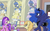 Size: 3500x2200 | Tagged: safe, alternate version, artist:skitter, amethyst star, liza doolots, noi, petunia, princess luna, queen chrysalis, sparkler, tootsie flute, alicorn, changeling, changeling queen, pony, unicorn, g4, adult foal, bondage, butt, clothes, crown, crying, diaper, diaper bondage, diaper fetish, disguise, disguised changeling, display, doll, dollified, dress, exhibitionism, fanfic art, female, fetish, filly, happy, high res, horn, horn ring, inanimate tf, jewelry, living doll, magic suppression, non-baby in diaper, one of these things is not like the others, pacifier, package, peytral, pigtails, plot, poofy diaper, regalia, shop window, skirt, smiling, socks, standing, tears of fear, toy, transformation, window