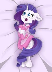 Size: 1280x1778 | Tagged: safe, artist:sadtrooper, rarity, pony, unicorn, g4, suited for success, adorable distress, bathrobe, clothes, cute, ear fluff, female, floppy ears, i'm so pathetic, lying on bed, mare, marshmelodrama, messy mane, open mouth, raribetes, robe, scene interpretation, solo