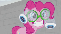 Size: 1920x1080 | Tagged: safe, screencap, pinkie pie, earth pony, pony, g4, the last laugh, cute, female, googly eyes, grin, mare, pinkie being pinkie, random, smiling, solo, wide smile