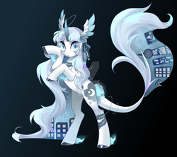 Size: 1280x1138 | Tagged: safe, artist:shu-jeantte, oc, oc only, monster pony, pony, unicorn, augmented tail, deviantart watermark, female, head wings, mare, obtrusive watermark, solo, watermark, wing ears, wings