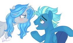 Size: 2000x1174 | Tagged: safe, artist:waterz-colrxz, oc, oc only, oc:raymen, oc:silvermist, alicorn, pegasus, pony, base used, female, male, mare, simple background, stallion, transparent background