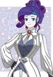 Size: 690x1000 | Tagged: safe, artist:leone di cielo, rarity, sweetie belle, equestria girls, g4, clothes, cosplay, costume, crossover, female, rwby, weiss schnee, winter schnee