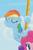 Size: 157x237 | Tagged: safe, screencap, pinkie pie, rainbow dash, earth pony, pegasus, pony, g4, my little pony: friendship is magic, my little pony: rainbow roadtrip, cropped, cute, dashabetes, eyes closed, female, hot air balloon, mare, picture for breezies, smiling, solo focus