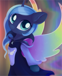 Size: 1379x1703 | Tagged: safe, artist:dusthiel, princess luna, alicorn, pony, asriel dreemurr, atg 2019, cute, female, filly, lunabetes, mare, newbie artist training grounds, solo, undertale, woona, younger