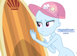 Size: 1990x1448 | Tagged: safe, artist:skyfallfrost, gladys, blue crushed, equestria girls, equestria girls series, g4, base, he doesn't deserve you, nudity, surfboard