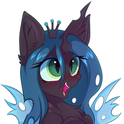 Size: 3000x3000 | Tagged: safe, artist:pesty_skillengton, queen chrysalis, changeling, changeling queen, pony, g4, bust, crown, cute, cutealis, female, high res, jewelry, regalia, solo