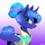 Size: 1024x1024 | Tagged: safe, artist:ask-colorsound, princess luna, alicorn, pony, between dark and dawn, g4, my little pony: friendship is magic, alternate hairstyle, clothes, eyeshadow, female, folded wings, gradient background, hair bun, hawaiian shirt, lidded eyes, looking at you, lunabetes, makeup, mare, profile, shirt, side view, solo, sparkling mane, tail bun, wings