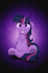 Size: 2000x3000 | Tagged: safe, artist:spellboundcanvas, twilight sparkle, pony, g4, grin, high res, looking at you, messy mane, newbie artist training grounds, smiling, twilight snapple, underhoof