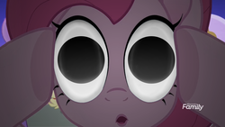 Size: 1920x1080 | Tagged: safe, edit, screencap, pinkie pie, pony, g4, rainbow roadtrip, discovery family logo, googly eyes, looking at you, open up your *very* eyes, open up your eyes, wide eyes