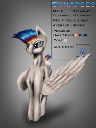 Size: 1536x2048 | Tagged: safe, artist:techwingidustries, oc, oc only, oc:synapses, pegasus, pony, angry, male, solo, thinking