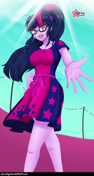 Size: 1073x2000 | Tagged: safe, artist:clouddg, sci-twi, twilight sparkle, equestria girls, equestria girls series, g4, spring breakdown, spoiler:eqg series (season 2), clothes, crepuscular rays, cute, dress, dress interior, female, glasses, multiple variants, open mouth, signature, solo, twiabetes