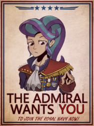 Size: 1536x2048 | Tagged: safe, artist:qzygugu, starlight glimmer, human, g4, admiral, clothes, decoration, female, humanized, navy, palindrome get, poster, propaganda, solo, uniform