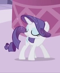 Size: 376x456 | Tagged: safe, screencap, rarity, pony, unicorn, g4, season 1, the ticket master, cropped, error, eyes closed, female, great moments in animation, mare, solo, wat, weird