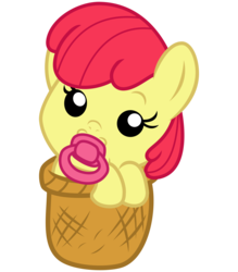 Size: 2800x3200 | Tagged: safe, artist:cheezedoodle96, apple bloom, earth pony, pony, g4, going to seed, .svg available, adorabloom, baby, baby apple bloom, baby pony, basket, cute, daaaaaaaaaaaw, female, foal, high res, hnnng, looking at you, pacifier, simple background, solo, svg, transparent background, vector, younger