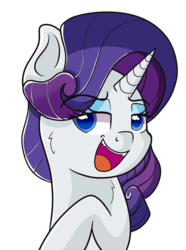 Size: 1280x1719 | Tagged: safe, artist:rainbowtashie, rarity, pony, g4, bust, colored pupils, cute, eyebrows, eyebrows visible through hair, female, lidded eyes, open mouth, portrait, raised eyebrow, raribetes, simple background, solo, transparent background