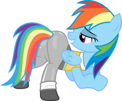 Size: 3000x2474 | Tagged: safe, artist:strawbellycake, rainbow dash, pegasus, pony, g4, butt, clothes, face down ass up, female, high res, lidded eyes, mare, open mouth, plot, sexy, simple background, smiling, solo, stupid sexy rainbow dash, transparent background, vector