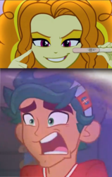 Size: 752x1184 | Tagged: safe, edit, edited screencap, screencap, adagio dazzle, timber spruce, equestria girls, g4, my little pony equestria girls: legend of everfree, my little pony equestria girls: rainbow rocks, female, male, pregnancy test, pregnancy test meme, shipping, straight, timberdazzle