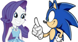 Size: 1870x1023 | Tagged: safe, artist:sonicsuperstar1991, rarity, equestria girls, g4, crossover, meeting, sonic the hedgehog, sonic the hedgehog (series)