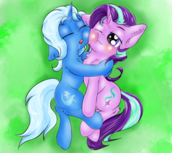Size: 3000x2673 | Tagged: safe, artist:rurihal, starlight glimmer, trixie, pony, unicorn, g4, blushing, chest fluff, drool, female, high res, lesbian, ship:startrix, shipping, sleeping