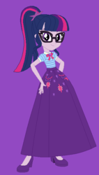 Size: 348x612 | Tagged: safe, artist:starman1999, sci-twi, twilight sparkle, equestria girls, equestria girls series, g4, clothes, female, geode of telekinesis, glasses, long skirt, magical geodes, ponytail, skirt, smiling, solo