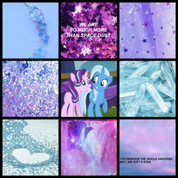 Size: 1280x1280 | Tagged: safe, starlight glimmer, trixie, pony, g4, collage, female, lesbian, moodboard, ship:startrix, shipping