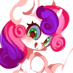 Size: 1024x1024 | Tagged: safe, artist:tohupo, sweetie belle, pony, unicorn, g4, :p, female, filly, looking at you, solo, tongue out