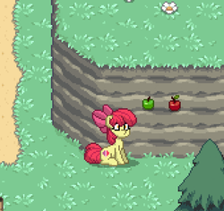 Size: 677x639 | Tagged: safe, apple bloom, earth pony, pony, pony town, g4, apple, food