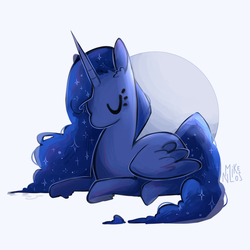 Size: 900x900 | Tagged: safe, artist:mikenlos, princess luna, alicorn, pony, g4, abstract background, cute, ear fluff, eyes closed, female, leg fluff, lunabetes, mare, prone, solo