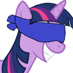 Size: 1061x1061 | Tagged: safe, artist:smbssfan, edit, twilight sparkle, pony, g4, 1000 hours in ms paint, blindfold, smiling