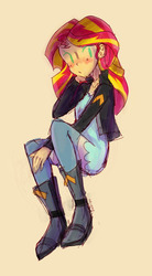 Size: 665x1207 | Tagged: safe, artist:odiiette, sunset shimmer, human, equestria girls, g4, blushing, cute, female, shimmerbetes, solo, tan background