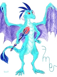 Size: 798x1080 | Tagged: safe, artist:mirdal, princess ember, dragon, g4, bloodstone scepter, dragon lord ember, fanfic art, female, gragoness, traditional art