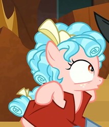 Size: 616x720 | Tagged: safe, screencap, cozy glow, lord tirek, pegasus, pony, frenemies (episode), g4, cozybuse, cropped, disembodied hand, female, filly, foal, hand, offscreen character, silly face, solo focus