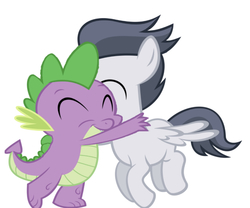 Size: 677x563 | Tagged: safe, edit, editor:undeadponysoldier, rumble, spike, dragon, pegasus, pony, g4, colt, cute, daaaaaaaaaaaw, eyes closed, floating, gay, happy, hug, male, rumblebetes, ship:rumblespike, shipping, simple background, spikabetes, spread wings, white background, wings