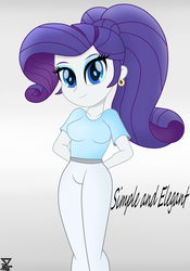Size: 2000x2857 | Tagged: safe, artist:theretroart88, rarity, equestria girls, g4, clothes, elegant, female, hands behind back, high res, looking at you, misleading thumbnail, movie accurate, pants, skin colored clothes, smiling, solo