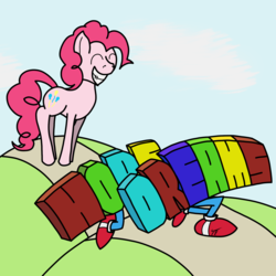 Size: 2000x2000 | Tagged: safe, artist:tunrae, pinkie pie, earth pony, pony, g4, atg 2019, grin, high res, literal words, newbie artist training grounds, smiling