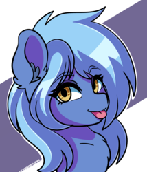 Size: 3000x3500 | Tagged: safe, artist:ciderpunk, oc, oc only, oc:wind shear, pony, :p, abstract background, bust, chest fluff, ear fluff, high res, looking at you, solo, tongue out