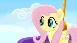 Size: 640x360 | Tagged: safe, screencap, fluttershy, pony, g4, my little pony: rainbow roadtrip, cute, female, gif, hot air balloon, mare, non-animated gif, shyabetes