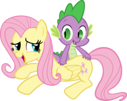 Size: 1006x795 | Tagged: artist needed, source needed, safe, fluttershy, spike, dragon, pegasus, pony, g4, back scratching, cute, dragon x pony, female, interspecies, looking at each other, male, mare, open mouth, ship:flutterspike, shipping, simple background, smiling, straight, transparent background, vector