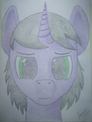 Size: 3840x5120 | Tagged: safe, artist:lagmanor, oc, oc only, oc:lagmanor amell, pony, unicorn, looking at you, male, pencil drawing, solo, stallion, traditional art