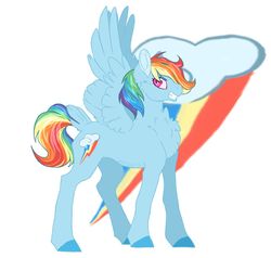 Size: 1024x976 | Tagged: safe, artist:uniquecolorchaos, rainbow dash, pony, g4, female, simple background, solo, tail feathers, white background