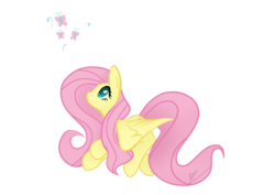 Size: 3508x2480 | Tagged: safe, artist:otakutheunicorn, fluttershy, butterfly, pegasus, pony, g4, female, high res, looking at something, looking up, mare, profile, simple background, solo, spread wings, transparent background, wings