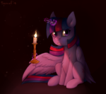 Size: 2160x1920 | Tagged: safe, artist:sinrinf, twilight sparkle, alicorn, pony, candle, female, horn, magic, solo, twilight sparkle (alicorn), wings