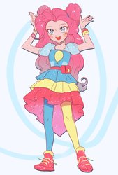 Size: 591x874 | Tagged: safe, artist:yakieringi014, pinkie pie, equestria girls, equestria girls series, g4, spoiler:eqg series (season 2), clothes, cute, diapinkes, dress, female, shoes, sneakers, solo