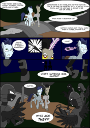 Size: 2480x3508 | Tagged: safe, discord, soarin', pony, comic:prelude to creation, clothes, comic, male, weapon
